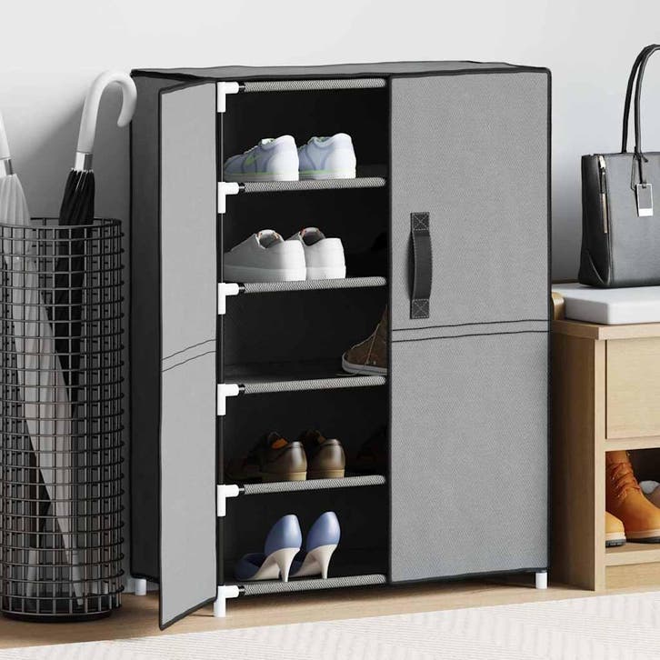 vidaXL Schoenenkast 60x28x90 cm stof grijs, Maison & Meubles, Armoires | Armoires à chaussures, Envoi