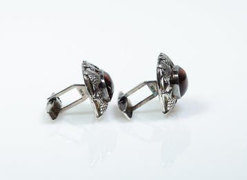 Argent 835 - ambre naturel - Boutons de manchette