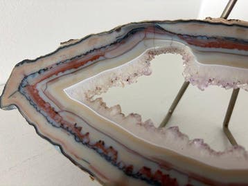 Agaat Geode - Hoogte: 22 cm - Breedte: 105 cm- 150 g - (1)