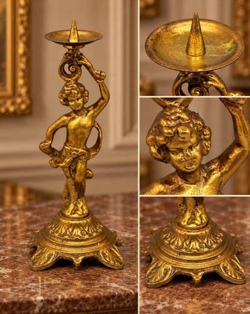 Bronzen kandelaar met cherub – romantisch en klassiek design