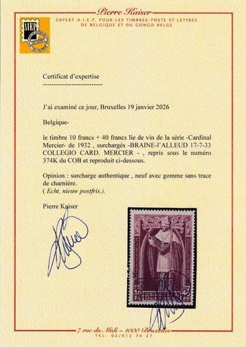België 1933 - 10F+40F met opdruk BRAINE-LALLEUD 17-7-33