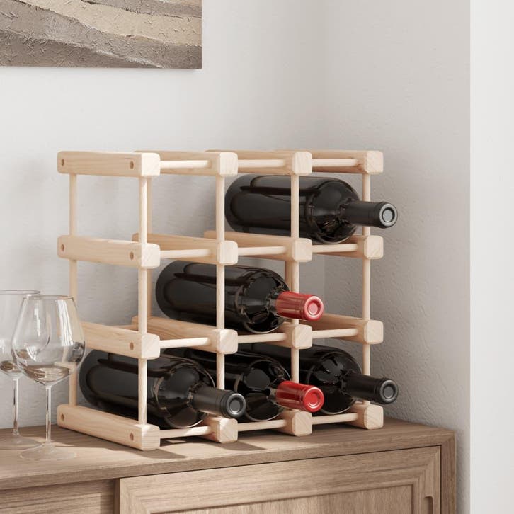 vidaXL Wijnrek voor 12 flessen 36x23x36 cm massief, Huis en Inrichting, Woonaccessoires | Wijnrekken, Nieuw, Verzenden