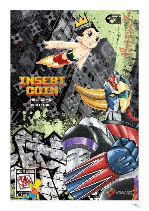SKE - Goldorak X Astroboy Insert Coin, Antiquités & Art, Art | Objets design