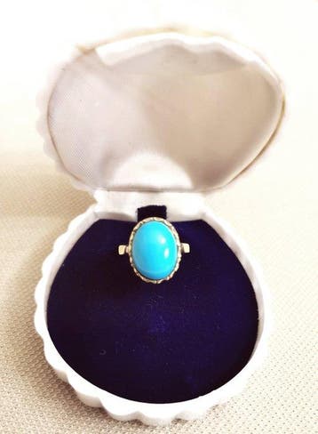Ring - 18 karaat Geel goud Turquoise, Nieuw