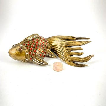 Decoratief ornament - Elegant Golden Carp - Handmade Asian