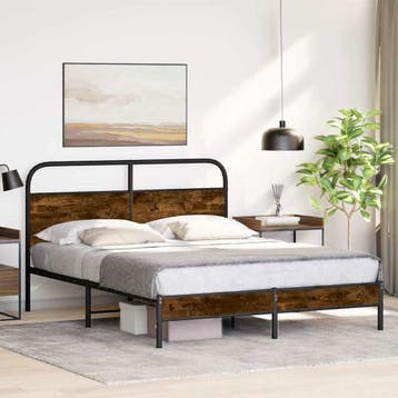 vidaXL Bedframe zonder matras bewerkt hout gerookt eiken, Verzenden
