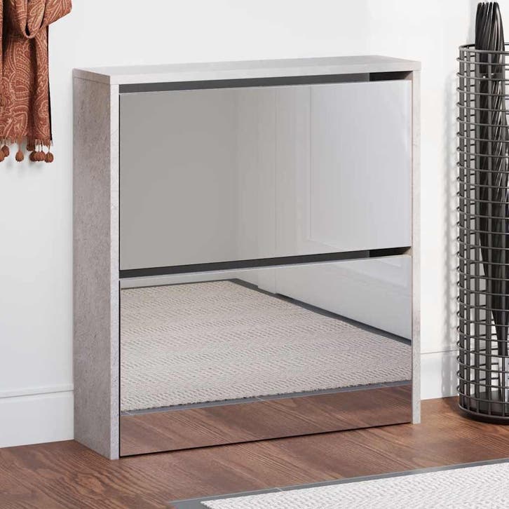 vidaXL Schoenenkast met spiegel 2-laags 63x17x67 cm, Huis en Inrichting, Kasten | Schoenenkasten, Nieuw, Verzenden