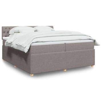 vidaXL Boxspring met matras stof taupe 200x200 cm, Verzenden, Nieuw