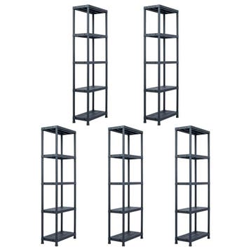 vidaXL Opbergrekken 5 st 125 kg 60x30x180 cm kunststof zwart, Huis en Inrichting, Kasten | Stellingkasten, Verzenden, Nieuw