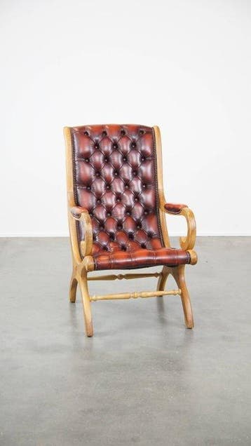 Fauteuil - Rundleer - Chesterfield fauteuil