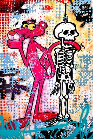 Moabit - Pink Panther X Spooky Painter Inspection /Diptych/, Antiquités & Art