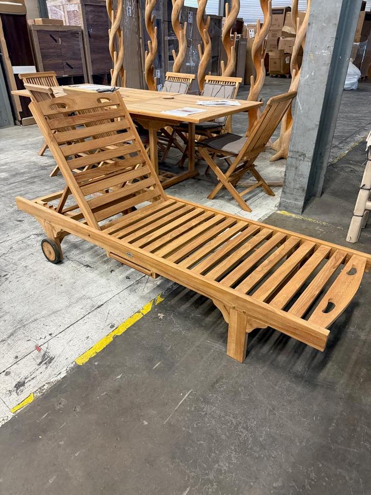 Ligstoel, teakhout (nieuw, outlet), Jardin & Terrasse, Chaises de jardin