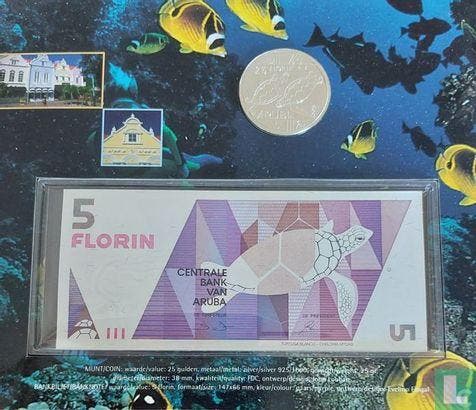 Aruba combinatie set 1995 Zeeschildpadden, Postzegels en Munten, Munten | Amerika, Setje, Goud, Zilver, Verzenden