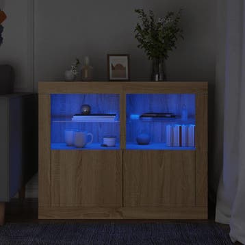 vidaXL Bijzetkastjes met LED 2 st bewerkt hout sonoma, Verzenden
