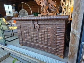 Kist - IJzer, Hout - XXL Indiase bruidsschatkist, Antiek en Kunst