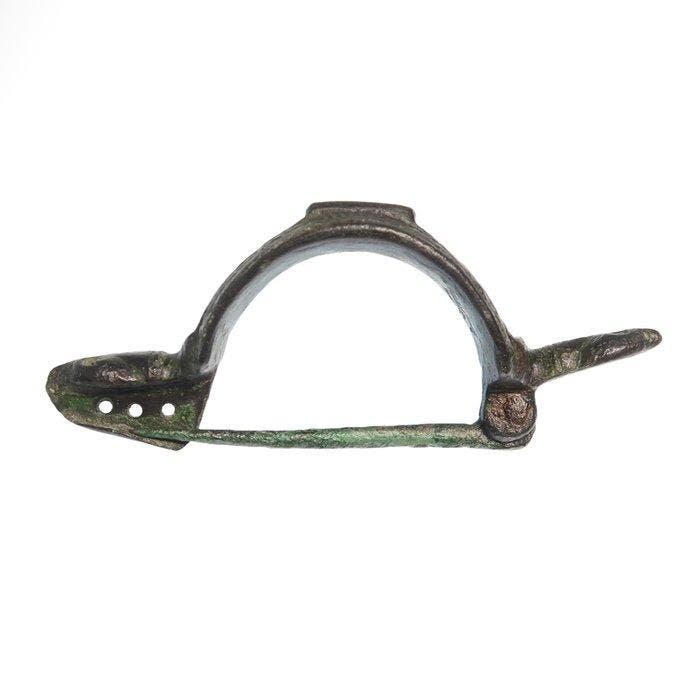 Oud-Romeins Brons Emaille gelijkarmige kruisbroche, Antiquités & Art, Antiquités | Autres Antiquités