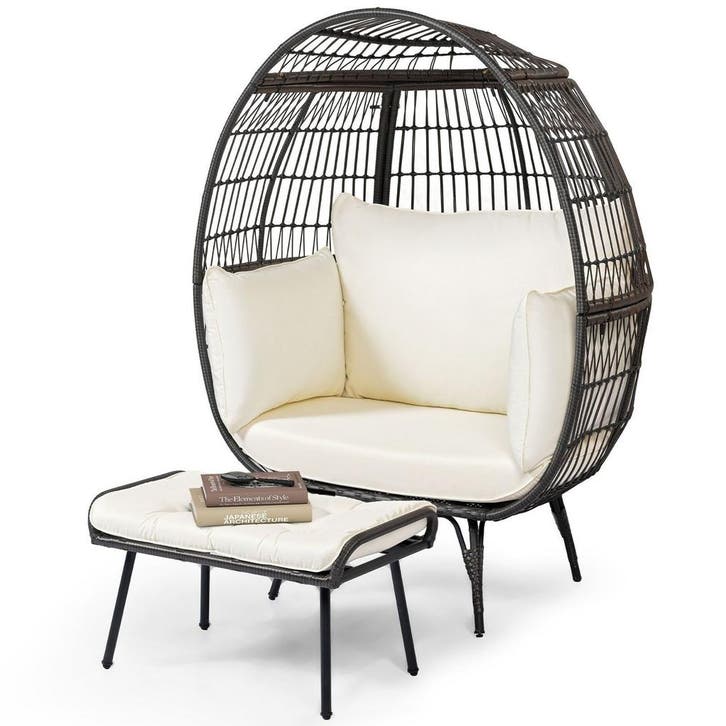 2dekans | Coast Egg stoel met Voetenbank - XXL - Max. 205 kg, Jardin & Terrasse, Ensembles de jardin, Enlèvement ou Envoi