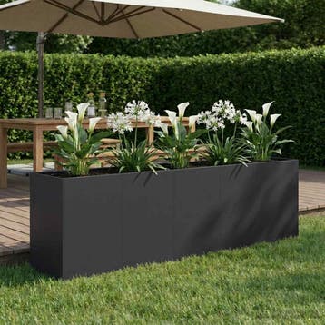vidaXL Plantenbak Zwart 200 x 40 x 60 cm Koudgewalst staal, Verzenden