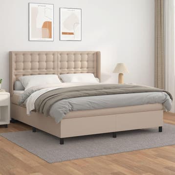 vidaXL Boxspring met matras kunstleer cappuccinokleurig, Verzenden