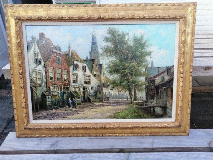 Jan van Laar (XX) - Mooie stad Haarlem in de 19e Eeuw, Antiek en Kunst, Kunst | Schilderijen | Klassiek