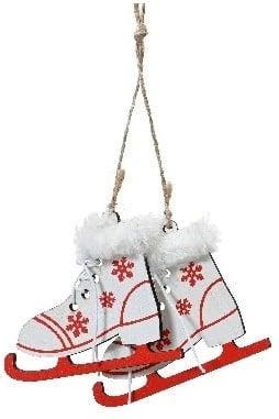 Hanger Houten Schaatsen Wit 8 cm per stuk, Nieuw