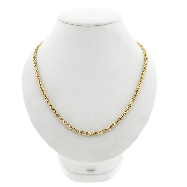 Gouden vierkante koningsschakel ketting; Midas, Handtassen en Accessoires, Kettingen, Goud, Gebruikt, Goud, Ophalen of Verzenden