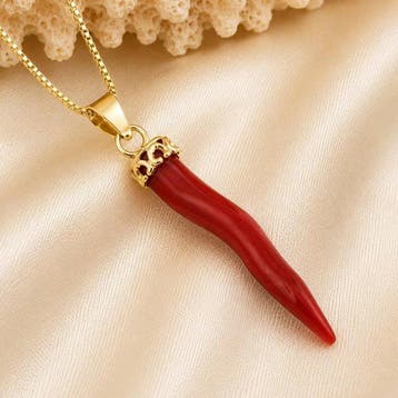 Koraal - Zilver - Ketting met hanger - met de hand, Verzamelen, Mineralen en Fossielen