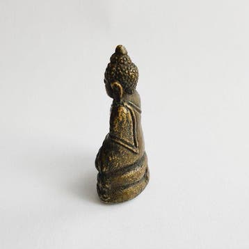 Oud-Indochinese Brons XS Zittende Boeddha op Troon