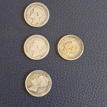 Zweden. Oscar II. 1 Krona 4x 1887/1890 (Zonder minimumprijs), Gestempeld