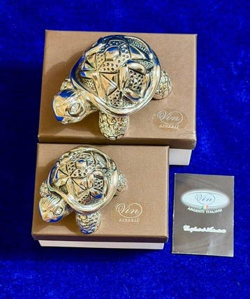 VIN Argenti Italiani - Beeldje - Vintage Tortoise SET with
