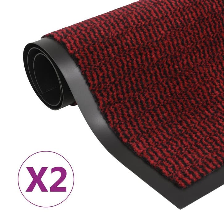 vidaXL Droogloopmatten 2 st rechthoekig getuft 60x90 cm rood, Jardin & Terrasse, Paillassons, Envoi