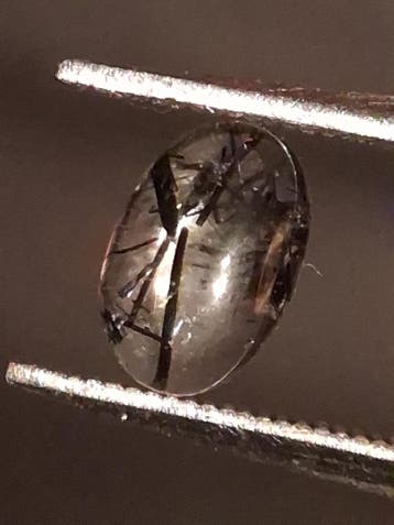 Natural Rutilated Quartz - oval cabochon - black rutile quar, Verzenden