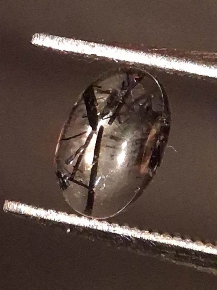 Natural Rutilated Quartz - oval cabochon - black rutile quar, Handtassen en Accessoires, Overige Accessoires, Nieuw, Verzenden