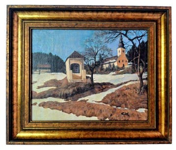 Europese school (XX) - The Old Village Church on the Hill