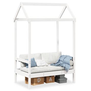 vidaXL Bank met dak 117,5x70x176,5 cm massief grenenhout wit, Huis en Inrichting, Verzenden, Nieuw