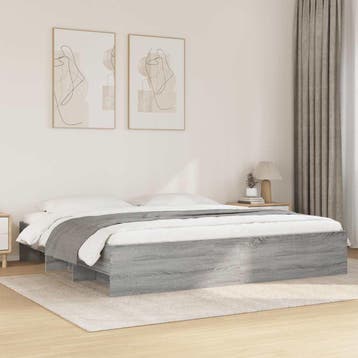 vidaXL Bedframe zonder matras 180x200 cm spaanplaat grijs, Verzenden, Nieuw