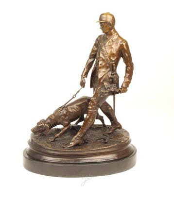 sculptuur, Large Fine Bronze Sculpture – Valet with