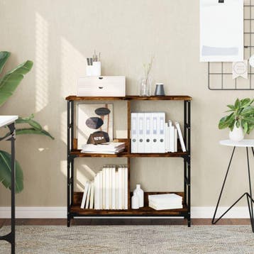 vidaXL Boekenrek 78,5x33x82 cm bewerkt hout gerookt, Huis en Inrichting, Verzenden, Nieuw