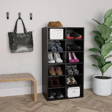 vidaXL Schoenenrek 54x34x100,5 cm bewerkt hout zwart, Verzenden, Nieuw