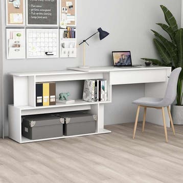 vidaXL Hoekbureau 200x50x76 cm bewerkt hout wit, Huis en Inrichting, Verzenden, Nieuw