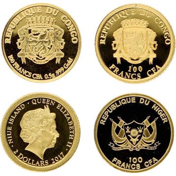 Congo, Niger, Niue. 2016/2017 - Kleine Gouden Munten (4