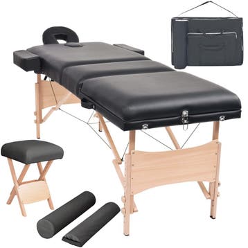 vidaXL Massagetafel- en krukset inklapbaar 3 zones 10 cm dik, Verzenden