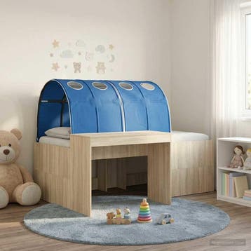 vidaXL Bed met Tunnel 3 st Sonoma eiken en blauw Bewerkt, Huis en Inrichting, Slaapkamer | Bedden, Verzenden, Nieuw