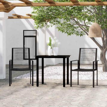 vidaXL 3-delige Tuinset zwart, Verzenden, Tuinset
