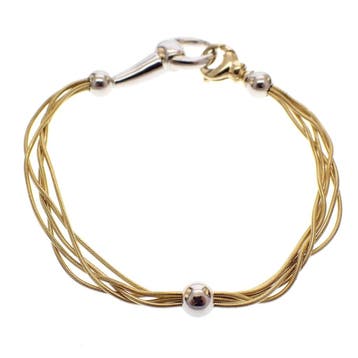 Bicolor gouden slangenschakel armband; Cetas, Ophalen of Verzenden, Gebruikt, Goud, Goud