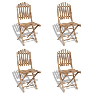 vidaXL Tuinstoelen inklapbaar 4 st bamboe, Tuin en Terras, Verzenden, Nieuw
