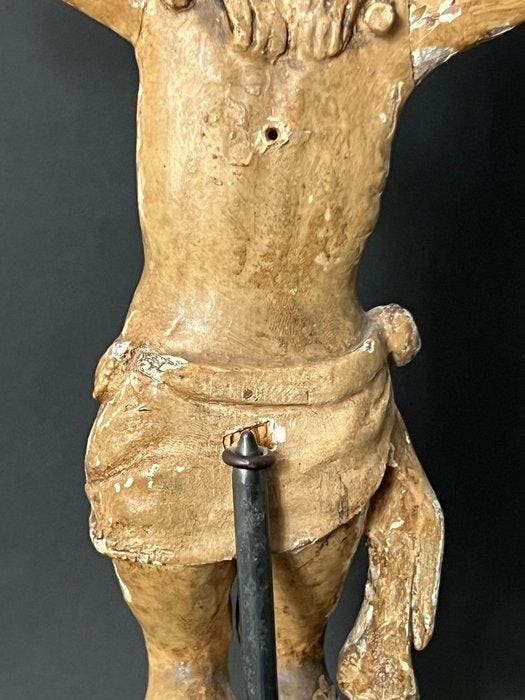 Crucifix - Polychroom hout - 1750-1800 - Corpus Christi, Antiek en Kunst, Kunst | Niet-Westerse kunst