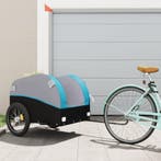 vidaXL Fietstrailer 45 kg ijzer zwart en blauw, Verzenden, Nieuw
