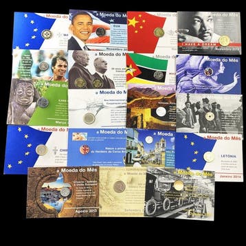 Wereld. Collection of 19 Commemorative Coin Cards - A Moeda