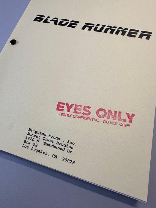 Blade Runner - Script December 22, 1980 - Brighton Prods.,, Collections, Cinéma & Télévision